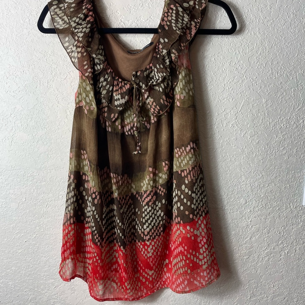 Zac & Rachel Sleeveless Ruffled Collar Blouse Sz 1X